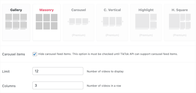 Displaying your social medial videos in several different layouts