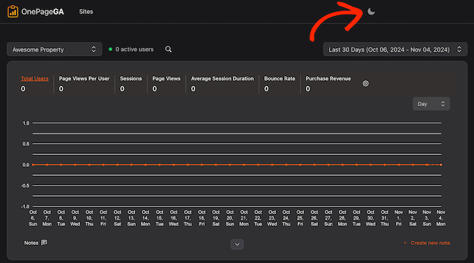 How to enable Dark Mode for Google Analytics using OnePageGA