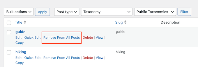 Removing taxonomies from your website