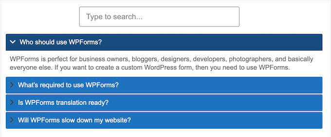 Adding a search bar to your WordPress FAQs