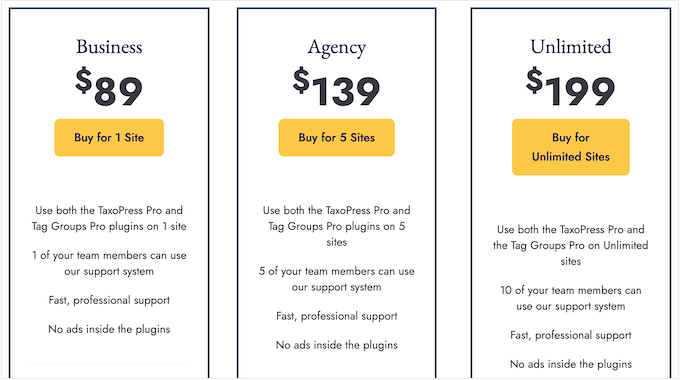 The TaxoPress pricing and plans