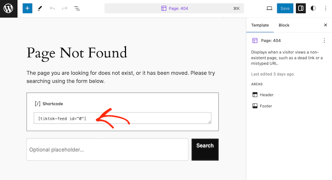 Adding TikTok videos to your 404 page using the WordPress full site editor (FSE)