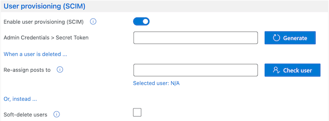 Enabling user provisioning for your WordPress blog or website