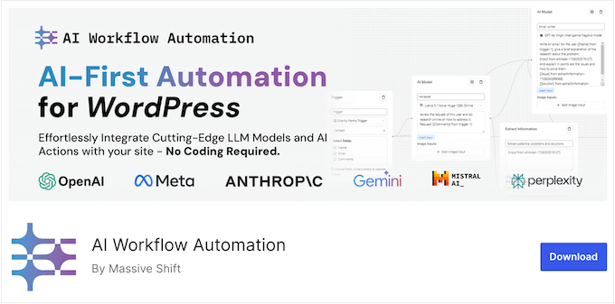 The AI Workflow Automation WordPress plugin