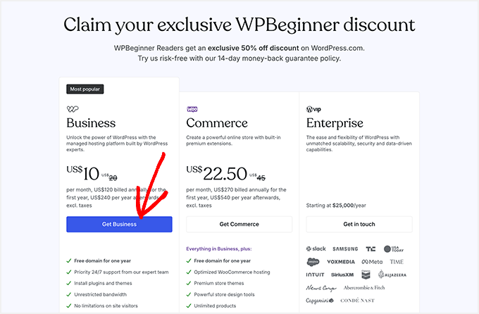 WordPress.com pricing plans