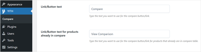 Editing the compare button text with YITH WooCommerce Compare