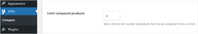 Limiting the number of products in the comparison table with YITH WooCommerce Compare