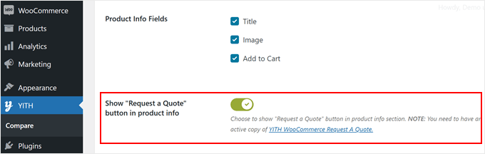 Integrating YITH WooCommerce Compare with YITH WooCommerce Request a Quote