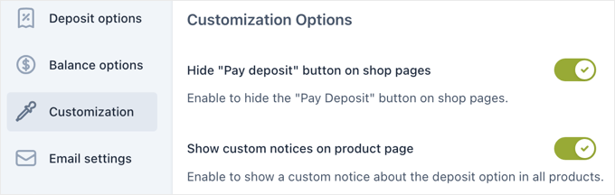 YITH WooCommerce Deposits / Down Payments - Customization Options