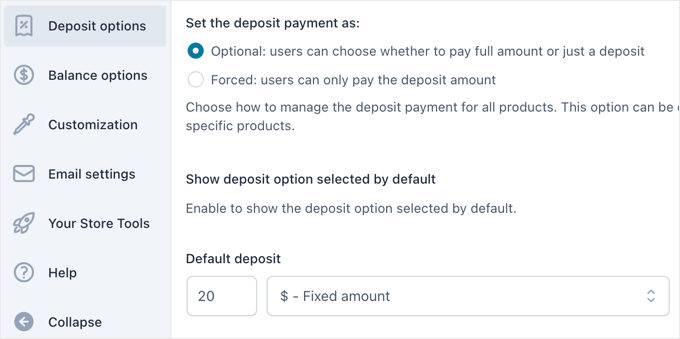 YITH WooCommerce Deposits / Down Payments - Deposit Options