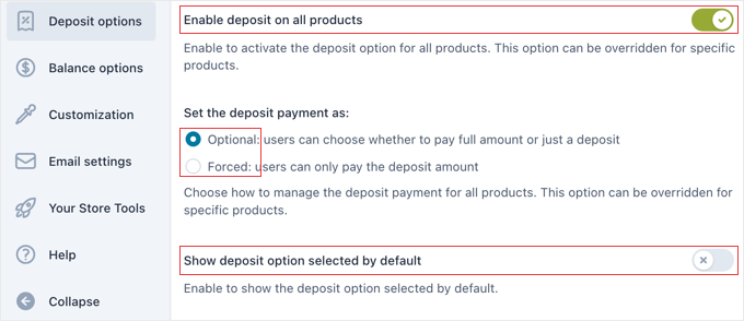 YITH WooCommerce Deposits / Down Payments - Deposit Options