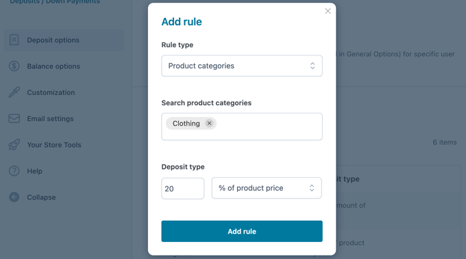 YITH WooCommerce Deposits / Down Payments - Deposit Rules