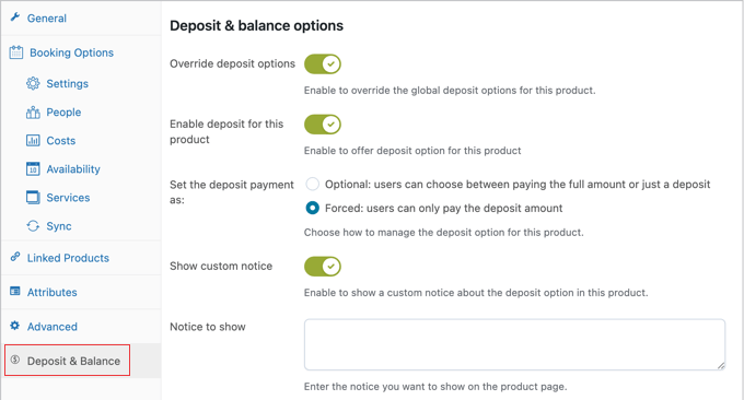 YITH WooCommerce Deposits / Down Payments - Product Page Options