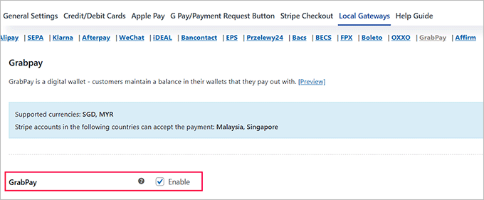 Enable GrabPay