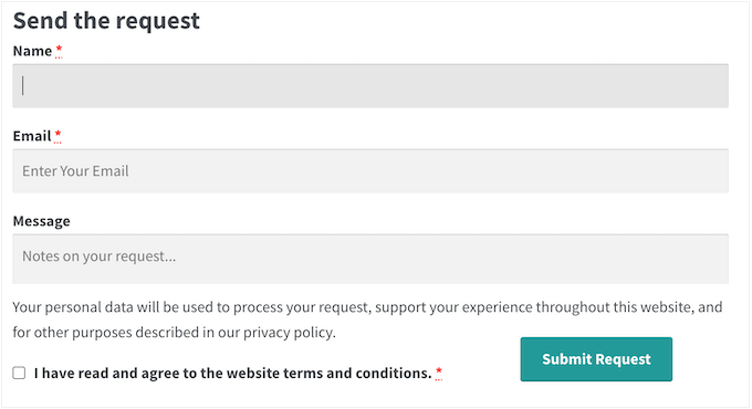 An example of a quote request form, created using the Dotstore WooCommerce bundle