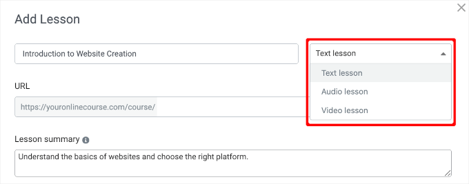 Lesson types