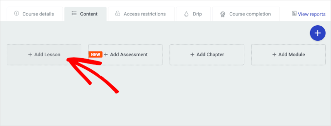 The Add Lesson button