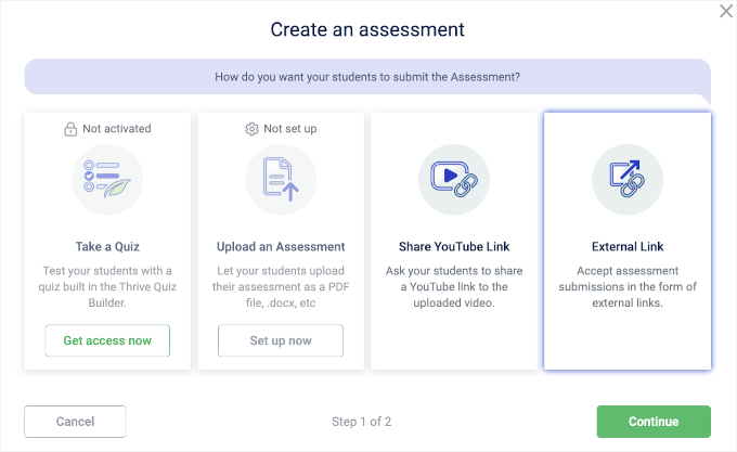 Adding external link assignments