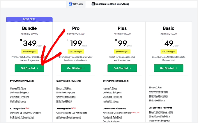 WPCode pricing plans