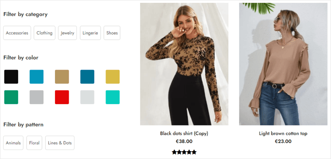 Screenshot of the Free Version of YITH WooCommerce Ajax Product Filter