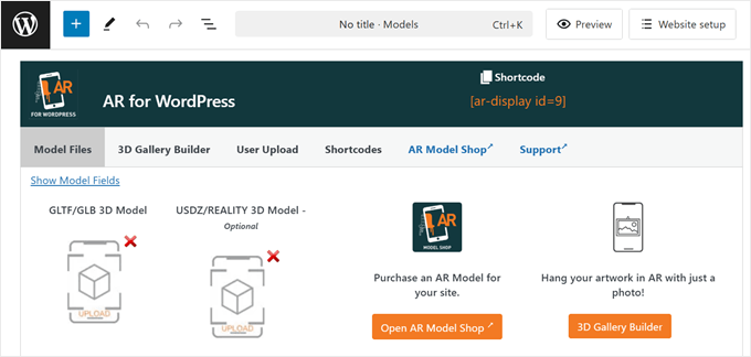 Uploading 3D model files in AR for WordPress