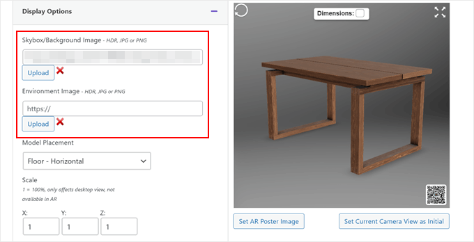 Uploading an environment image in AR for WordPress plugin