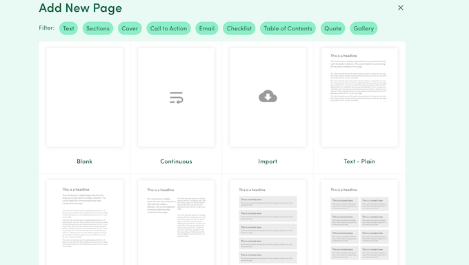 A library of professionally-designed page templates