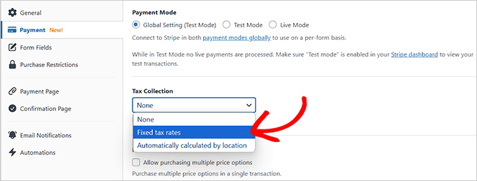 Choose the Fixed Tax Rates option