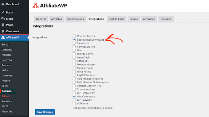 How to integrate AffiliateWP with Easy Digital Downloads (EDD)