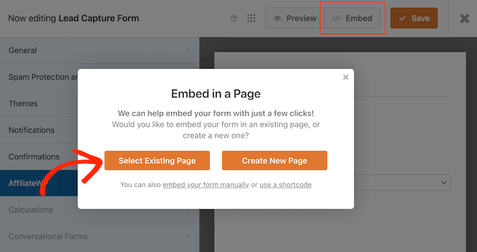 How to add a form to an existing page using WPForms