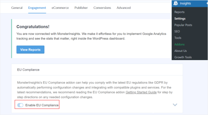 Enabling EU Compliance in MonsterInsights