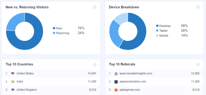 MonsterInsights' traffic sources report