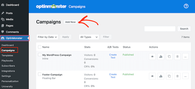 How to create a new campaign in OptinMonster