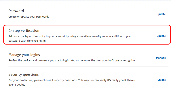 PayPal security options