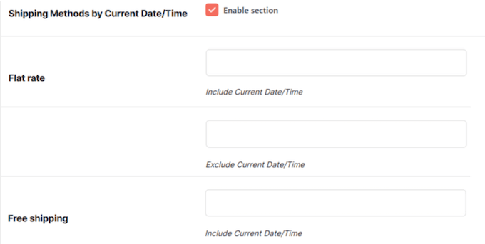 Scheduling shipping methods