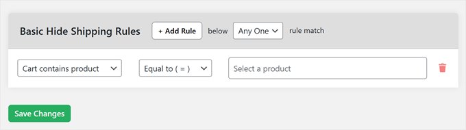 Adding conditional logic to hide shipping options