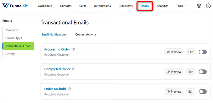 WooCommerce transactional email automations