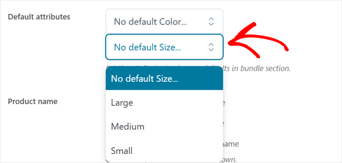 Choosing which variation becomes the default in the bundle with the YITH plugin