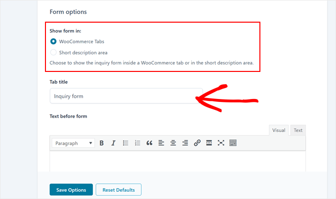 Choosing where to display the inquiry form in YITH WooCommerce Catalog Mode