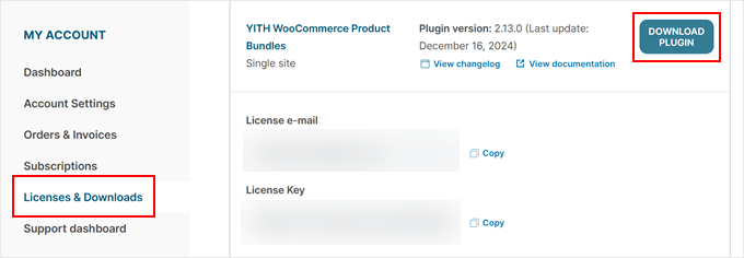 Downloading the YITH WooCommerce Product Bundles plugin