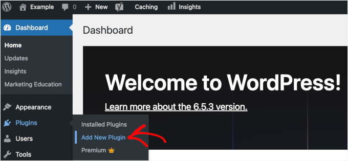 The Add New Plugin submenu under Plugins in the WordPress admin area