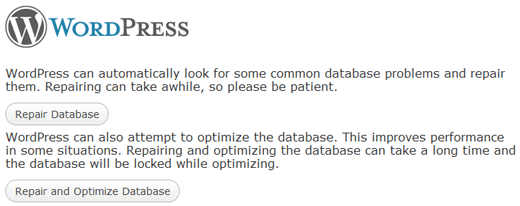 Optimize and Repair WordPress Database